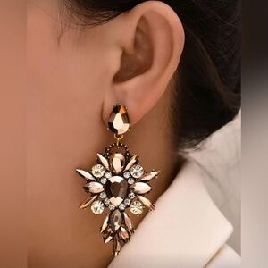 Elegant Gold-Tone Crystal Drop Earrings - Women Jewelry